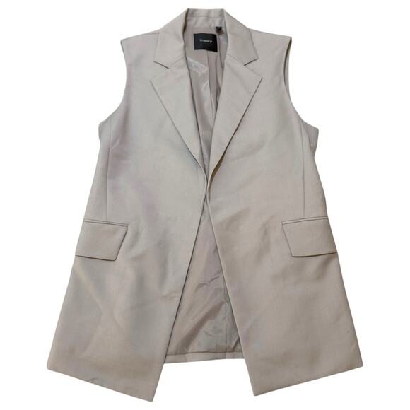 Theory Sedeia Continuous Wool Blend Vest Open Front Notch Lapel Beige - Size 6 - Picture 1 of 8
